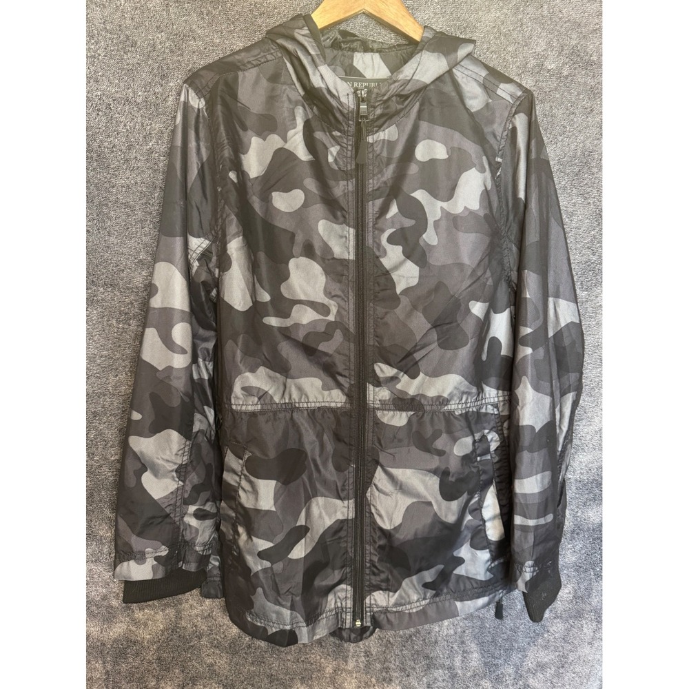 Urban Republic Mens Grey Camo Hooded Windbreaker Jacket Size S Camouflage